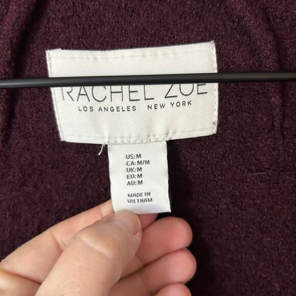 RACHEL ZOE Boiled Wool Jacket Womens Medium Purple Open Cozy Winter Office Layer - Picture 3 of 14